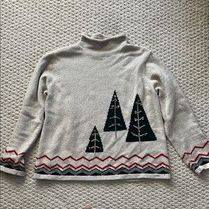 Liz Claiborne Tan and Green Cowl Neck Sweater